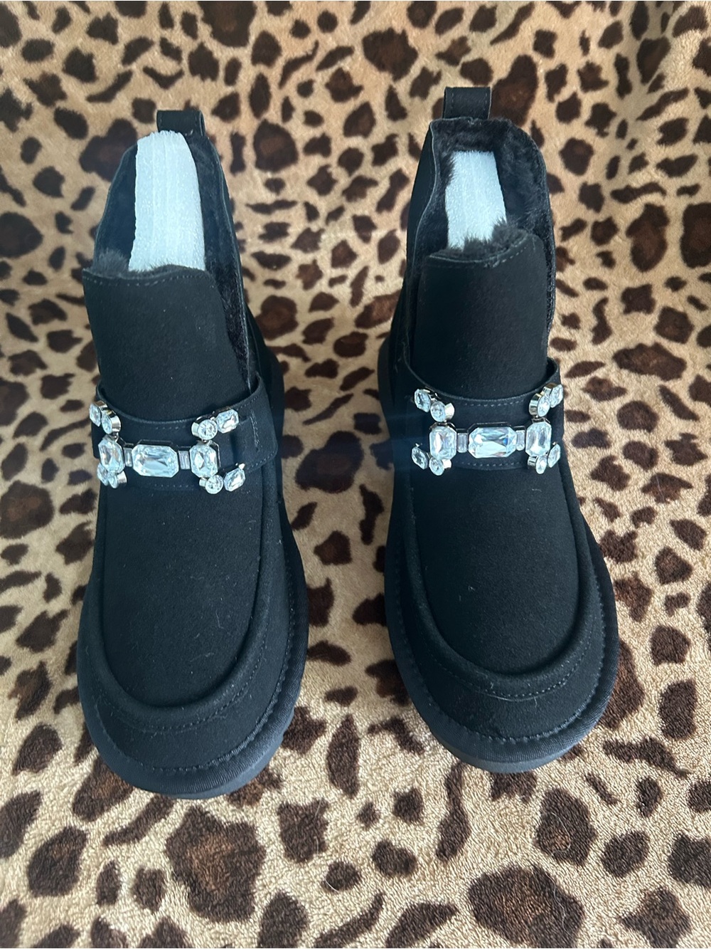 Comfy Black Jeweled Ankle Booties